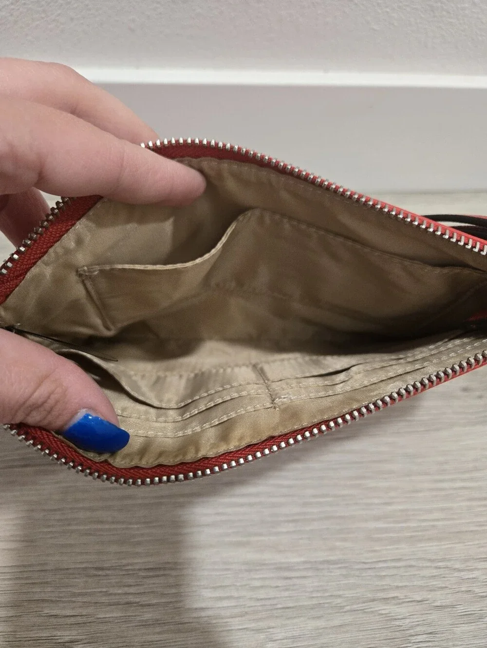 GUESS Red Leather-Look Wristlet Clutch with Front Pocket